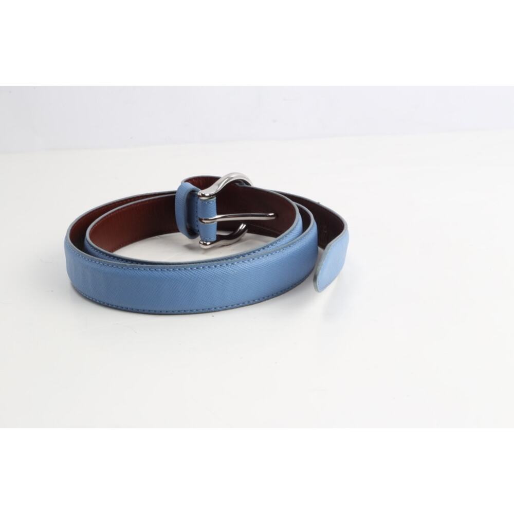 Lands’ End Blue Leather Skinny Belt Silver Buckle Classic Women’s Size 36 91 - Picture 7 of 7
